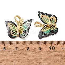 Messing-Mikropflaster mit Zirkonia und Acrylanhängern&nbsp;AC-CJC23E2-01G-03-RS