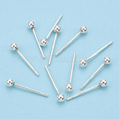 925 boucles d'oreilles puces boule ronde en argent massif&nbsp;STER-T005-01B