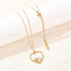 Colliers pour femmes avec pendentif cœur en acier inoxydable 304&nbsp;NJEW-A064-03G