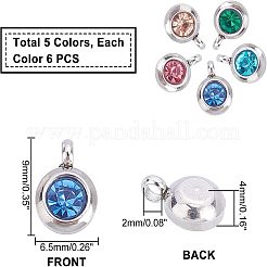 Pendentifs à breloques ronds et plats en acier inoxydable 304 de qualité A avec strass&nbsp;RB-UN0001-01