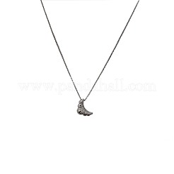 Halsketten mit Croissant-Anhänger aus Messing an Kabelkette für Damen&nbsp;WG4129C-01