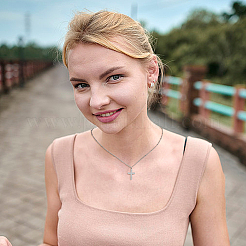 Collier pendentif croix en acier inoxydable 304&nbsp;NJEW-FI0001-48