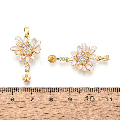 Messing Micro Pave Zirkonia und Emaille Tasse Perle Stift Ösen Pin Anhänger&nbsp;KK-T079-48G