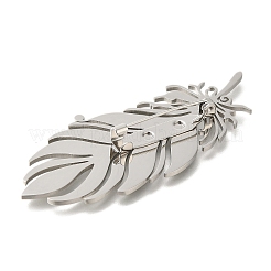 Broche de acero inoxidable con forma de pluma 201 para mujer&nbsp;STAS-B076-08G-02