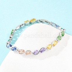 Tennisarmbänder aus platinfarbenem Messing mit Mikropavé-Fassung aus Zirkonia&nbsp;BJEW-B160-04P-01