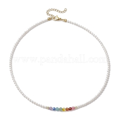 3 mm runde Halsketten aus Chakra-Edelsteinen und Muschelperlen für Damen&nbsp;NJEW-JN05190