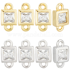 20 Stück 2 Farben Messing Pavé klar Zirkonia Verbinder Charms&nbsp;KK-BBC0023-70