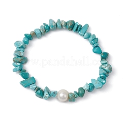 Braccialetti elastici in scaglie di turchese sintetico per donna&nbsp;BJEW-JB11343-12