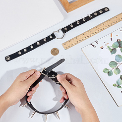2 stücke 2 arten einstellbare gothic pu leder legierung herz spike niet choker halsketten für frauen&nbsp;NJEW-CL0001-16