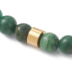 Braccialetti elastici in giada naturale dell'Africa occidentale e perline in acciaio inossidabile 304 per uomo e donna&nbsp;BJEW-JB12920