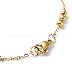304 Edelstahl-Gliederkettenarmbänder mit runden Perlen für Damen&nbsp;LS-BJEW-D033-01G