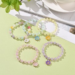 Legierungs-Emaille-Blumen-Charme-Armbänder&nbsp;BJEW-JB09046