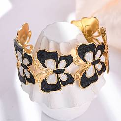 Braccialetti con polsino smaltato in acciaio inossidabile 304 per donna&nbsp;BJEW-P347-01G-C