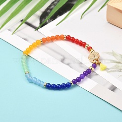 Reiki 7 chakra perles rondes en pierre mélangée naturelle bracelet extensible pour fille femmes&nbsp;BJEW-JB07003-01