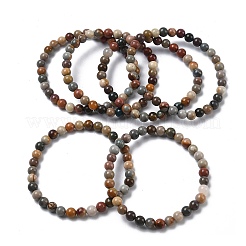 Bracelets extensibles en perles rondes d'agate alashan naturelle pour femmes&nbsp;BJEW-Z158-03M-04