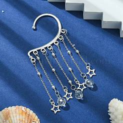 Ohrringe aus Messingstern und tropfenförmigen Quasten aus Glas&nbsp;EJEW-JE05517