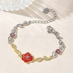 Bracelets à maillons en laiton micro pavé en oxyde de zirconium transparent pour femmes&nbsp;BJEW-C156-05GP