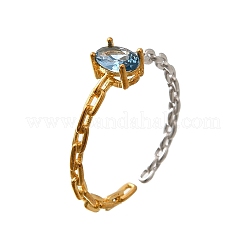 925 anillo abierto con circonita cúbica pavé en plata de ley&nbsp;RJEW-R016-01G&P-02