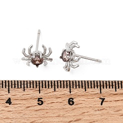 Spinnen-Ohrstecker aus Messing mit Mikropavé und Zirkonia&nbsp;EJEW-L306-04P-02