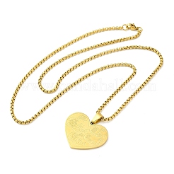 Collane con ciondolo a forma di cuore arabo con catena a maglie quadrate in acciaio inossidabile 201 per donna&nbsp;LS-NJEW-M008-02G