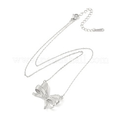 Collane con ciondolo a forma di fiocco con catena in acciaio inossidabile 304 e strass di cristallo per donna&nbsp;NJEW-C055-08P