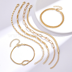 6 Stück 6 Stile Messingkettenarmbänder für Frauen&nbsp;BJEW-PH0004-50