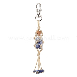 Botella de deseos de vidrio dentro de la bolsa de chips de piedras preciosas de chakra decoraciones colgantes&nbsp;HJEW-JM01912
