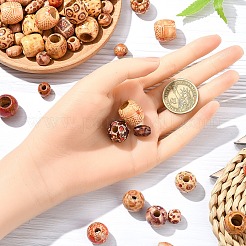 200pcs 8 styles de perles de bois imprimées&nbsp;WOOD-YW0001-26