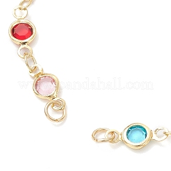 Herstellung von Armbändern aus flachen runden Gliederketten aus Messing und Glas&nbsp;AJEW-JB01389