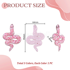 3 Stück 3 Farben Schlangen-Polyester-Stoffaufnäher mit Stickerei&nbsp;PATC-GA0001-88