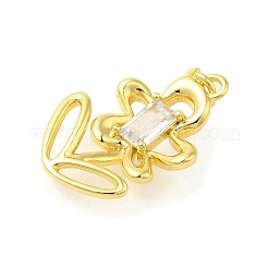 Porte micro ouvrent pendentifs zircone cubique en laiton de placage&nbsp;KK-S396-41G