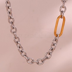 Collares de cadena de cable ovalados de acero inoxidable para mujer&nbsp;WGF1402-01