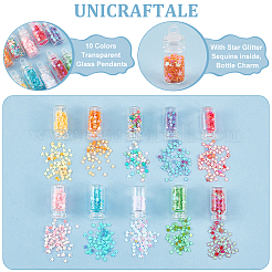 50pcs 10 Farben transparente Glasanhänger&nbsp;GLAA-UN0001-19