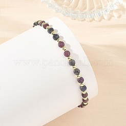 Bracelets extensibles en perles facettées de corindon rouge naturel/rubis et saphir pour femmes&nbsp;BJEW-JB14254