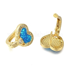 Orecchini a cerchio con micro pavè di zirconi cubici in ottone placcato a forma di cuore&nbsp;EJEW-P277-07B-G