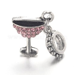 Große loch legierung glas strass europäischen baumeln charme&nbsp;X-MPDL-L013-14