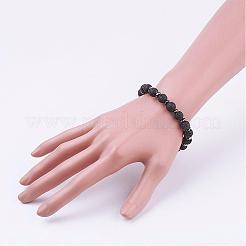 Bracciali elasticizzati in roccia lavica naturale&nbsp;BJEW-JB03145-01