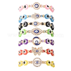 Bracelets tressés en résine contre le mauvais œil pour femmes&nbsp;BJEW-FS00018-05