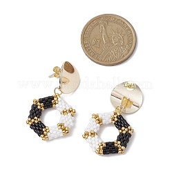 Set di orecchini e collane con ciondolo di perline di vetro esagonali&nbsp;SJEW-MZ00005