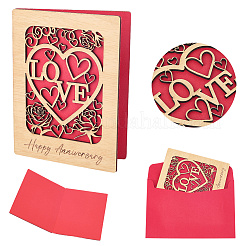 Biglietti d'auguri in legno per San Valentino&nbsp;DIY-CP0011-91B