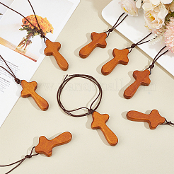 Décorations pendentif croix en bois&nbsp;WOOD-WH0034-55A