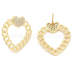 Pendientes de tuerca de circonita cúbica transparente con micro pavé de latón chapado en rack para mujer&nbsp;EJEW-C125-18G