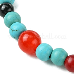 Stretch-Armbänder aus synthetischem Türkis und natürlichem schwarzem Onyx sowie natürlicher und gefärbter malaysischer Jade und natürlichem Karneol&nbsp;BJEW-JB11474-01