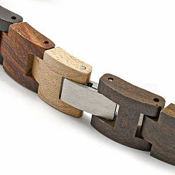 Pulseras de reloj de madera para mujeres y hombres&nbsp;BJEW-M306-02P