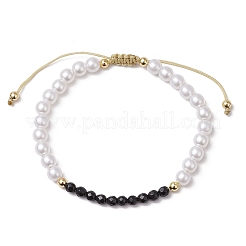 Bracelets tressés en perles d'onyx noir naturel&nbsp;BJEW-JB11668-02