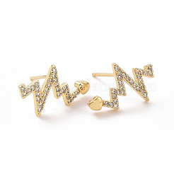 Aretes de corazón con circonitas cúbicas transparentes&nbsp;EJEW-C040-01G