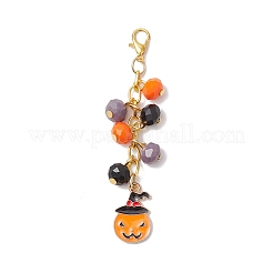 8 ciondolo decorativo in vetro e lega smaltata per Halloween&nbsp;HJEW-JM03686