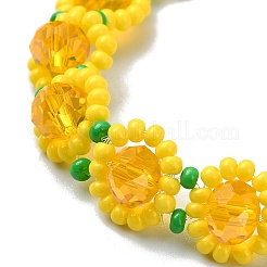 Braccialetti con perline di vetro intrecciate a forma di girasole&nbsp;BJEW-MZ00098
