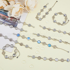 10 pz braccialetti con cabochon in acciaio inossidabile 304 a forma di fiore&nbsp;BJEW-DC00016