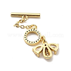 Chiusure a levetta in ottone con micro pavé di zirconi chiari con placcatura a cremagliera&nbsp;X-KK-E034-35G